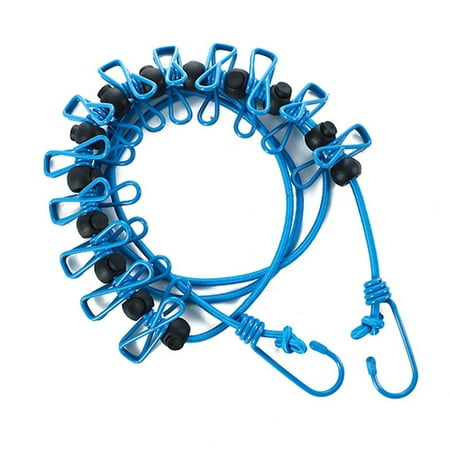 

Travel Clothesline with 12 Clips Camping Cloth Hanger Rope (Light Blue)