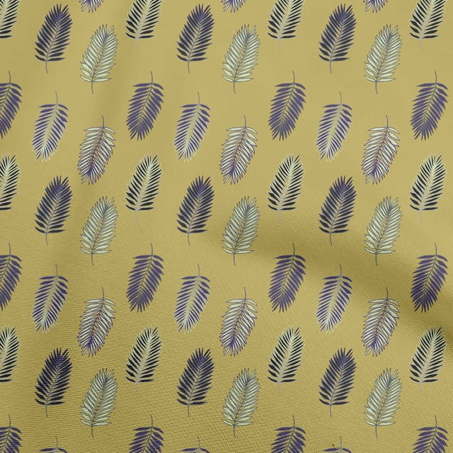 oneOone Polyester Spandex Yellow Fabric Leaves Sewing Craft Projects Fabric Prints By Yard 56 Inch Wide