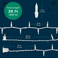Prextex 20ft Outdoor Mini Clear White Christmas Lights with Extra Bulbs