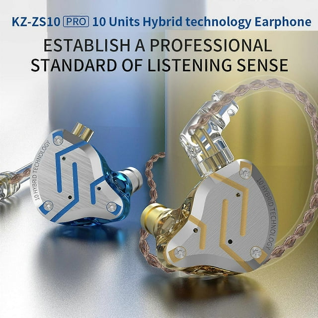 KZ ZS10 Pro 3.5mm Wired In-ear Headphones 1DD+4BA Hybrid HiFi Music Earphone Sports Headset 2pin Detachable Cable In-line Control with Mic