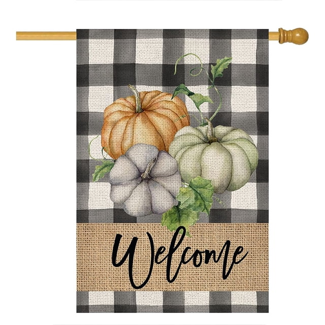 Bandera de jardín de otoño, calabaza, doble cara, poliéster, lino, bandera de jardín