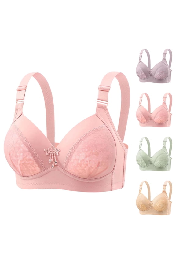 Womens Bras Thin Large Size Wireless Bra Middle Elderly Hole Cup Adjustable Beige 36