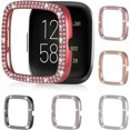 thumbnail image 1 of 6 Pieces Compatible with Fitbit Versa 2 Case Double Bling Crystal Rhinestone Plated Cover Shiny Crystal Diamond Frame Protective Case for Women Watch Accessories, 1 of 7
