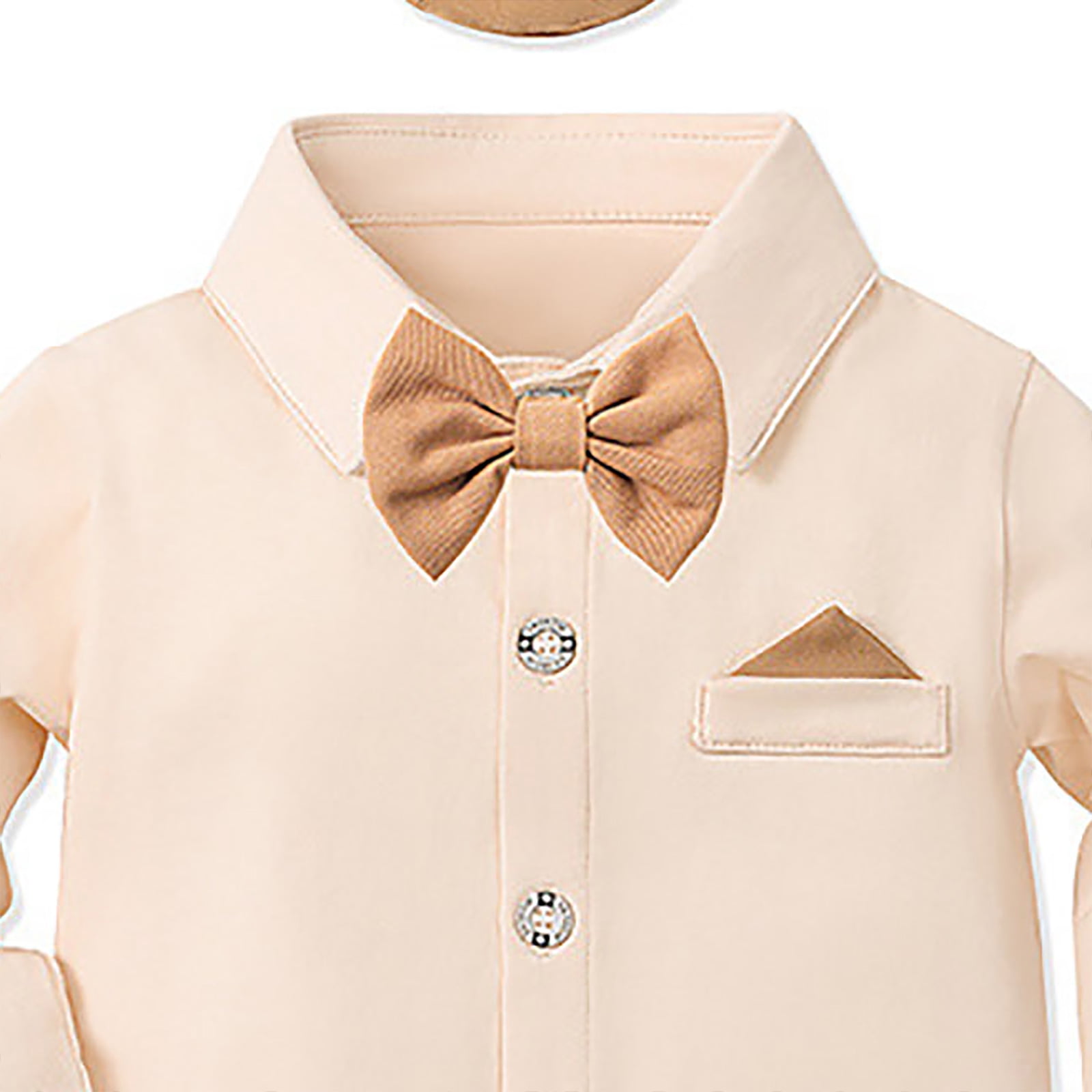 Ketyyh-chn99 Baptism Gifts for Boys Baby Boy Clothes Gentleman Outfit Shirt+Bowtie+Suspender Pant Baby boy Suit Clothing Set Size for 6-12 Months,Khaki