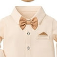 thumbnail image 5 of Ramiter Infant Boy Clothes Suit Gentleman Wedding Outfits, Formal Dress Shirt+Bowtie+Boutonniere+Suspender Pants(Khaki,0-3 Months), 5 of 5
