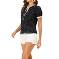 thumbnail image 4 of INSPIRE CHIC Women's Spring Summer Tie V Neck Short Sleeve Floral Blouse Top M Black, 4 of 5