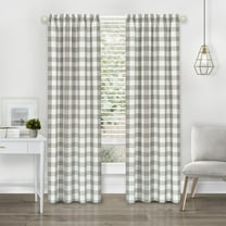 Achim Hunter Indoor Polyester/Cotton Light Filtering Checkered Curtain Panel, Grey, 42-in W x 84-in L