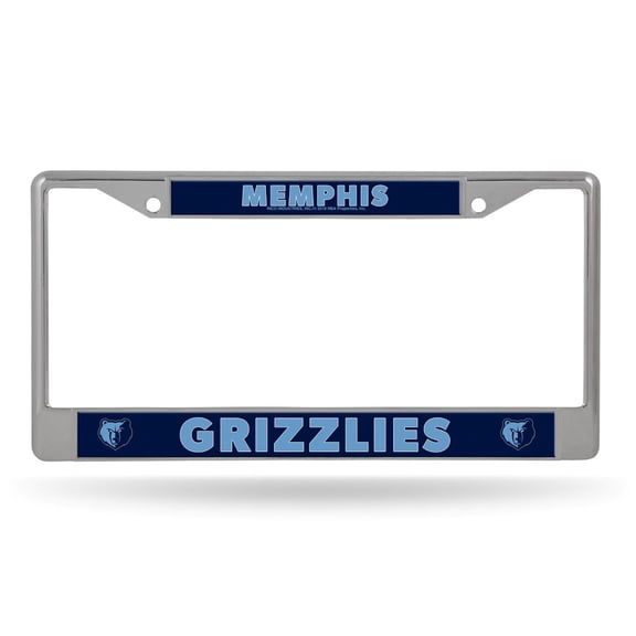 Memphis Basketball Grizzlies - 12" x 6" Standard Size - Chrome Metal License Plate Frame