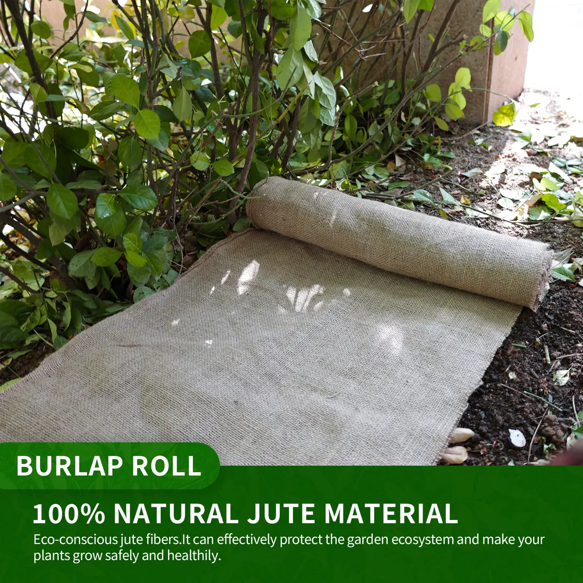 Jute mulch, a natural and biodegradable terroir, suppresses weeds, retains moisture, and provides breathability, suitable for gardens and fruit and vegetable planting.