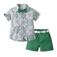 thumbnail image 3 of Fesfesfes Dress Outfits Summer Childrens Wear Boys Short sleeved Lapel Shirt Shorts Suit With Belt Tie, 3 of 4