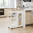 thumbnail image 4 of HomCom 28" Rolling Kitchen Trolley Serving Cart Storage, White, 4 of 10