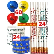 Ramadan Favors 108 PCS Ramadan Wristbands + Pencils + Balloons Ramadan Mubarak Decor Eid Party supply*Islamic Gifts 123 Ramadan Decor Eid