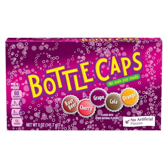 Wonka Bottle Caps, Fizzy Hard Candy, 5 Ounce Theater Candy Boxes (Pack of 7)