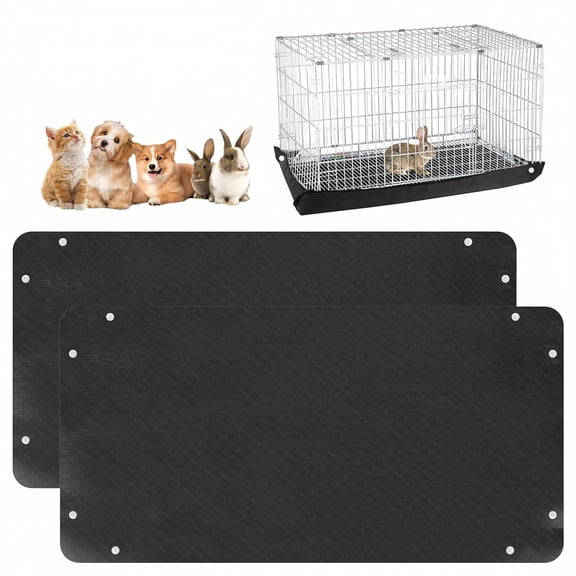 Waterproof Dog Crate Mat with Snap Buttons and Pe Material, 59 X 39 Inches, Black, for Large Pet Cages and Playpens, 2-Pack Liner Set