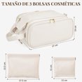 thumbnail image 2 of Bolsa de Maquillaje Cosmetiquera de Piel Impermeable, 3 Pcs Bolsa de Cosméticos de Viaje de Gran Capacidad, Portátil Neceser Viaje Bolsa de Aseo Versátil con 2 Mini Bolsas de Maquillaje, 2 of 4