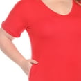 thumbnail image 5 of White Mark V-Neck Folded Sleeves Knee-Length Dress with Pockets, Women's Plus, 1X-3X, 5 of 6