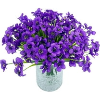Zukuco 6 Bundles Artificial Violets Fake Flowers UV Resistant Silk Flowers Outside Shrubs Plants for Garden Porch Farmhouse Home Indoor Outdoor Wedding Décor(Purple)