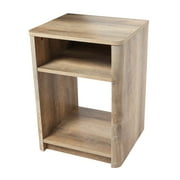Creative Co-Op Radius Nightstand with Square Cube Storage Compartment, Coastal Oak