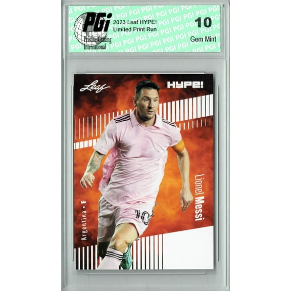 Lionel Messi 2023 Leaf HYPE! #130a Only 5000 Made! Rare Inter Miami Card PGI 10