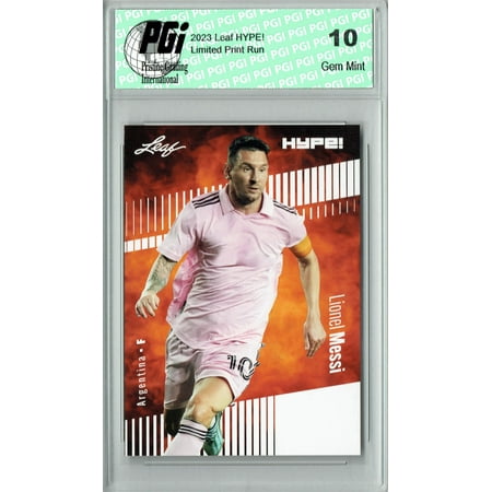 Lionel Messi 2023 Leaf HYPE! #130a Only 5000 Made! Rare Inter Miami Card PGI 10