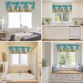 thumbnail image 3 of Curtain Valance for Windows, Farm Spring Flower Pig Butterfly Kitchen Valances Rod Pocket Short Curtains, Rustic Retro Teal Wood Grain Window Valance for Bedroom Bathroom Living room 42x18in, 3 of 9