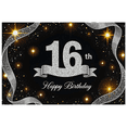 thumbnail image 3 of Sparkling Glittery 16th Birthday Banner Backdrop Background Party Decorations Photography Props Happy Birthday Party Supplies, 3 of 8