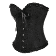 thumbnail image 4 of FITVALEN Corset Top Bustier Women's Overbust Satin Floral Lace up Trim Plus Size Bodyshaper, 4 of 7