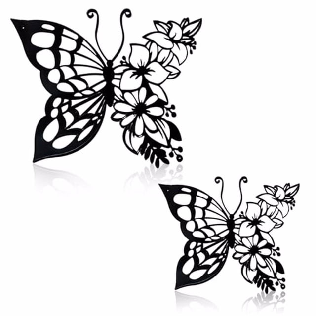 Cateissary Decoración de arte de pared de Metal confiable negro para el hogar moderno decoración de pared de Metal arte de pared mariposa Decoración del hogar
