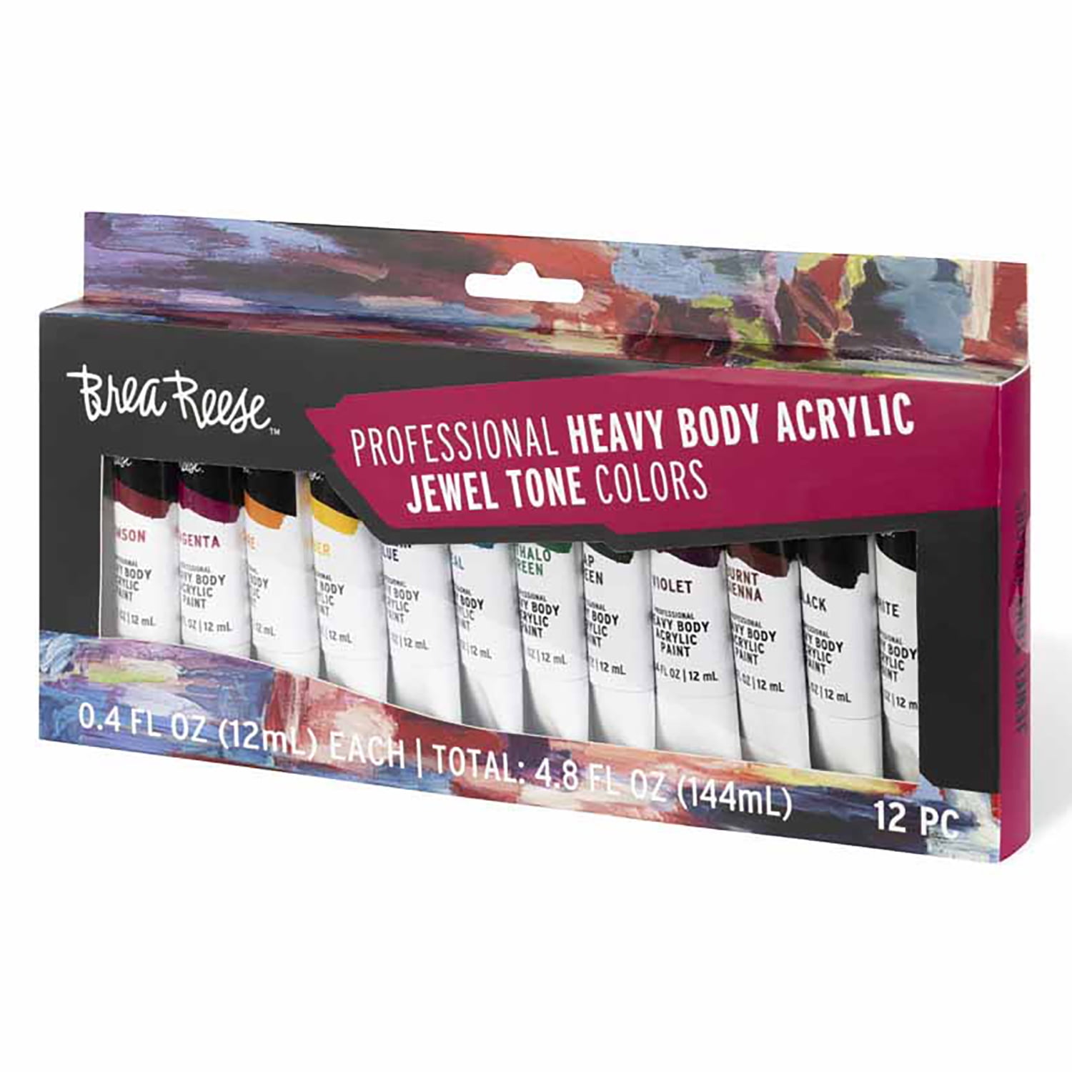 Brea Reese: Professional Heavy Body Acrylic Paint Set - Jewel Tone Colors - 12 Tubes - Luxurious Pigments, Non-Toxic, Water-Based, Adult Art Supplies