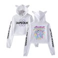 thumbnail image 1 of Sudadera corta con capucha y orejas de gato de Demon Hunters KPop, estilo grupo femenino, bonita sudadera corta con capucha y corte holgado., 1 of 5