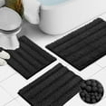 thumbnail image 2 of 3 Piece Bathroom Rugs Sets Thick Non Slip Soft Absorbent Bath Mat Set for Tub, Shower and Toilet (17"x24" + 20"x32" + 20"x24" U-Shaped, Black), 2 of 9