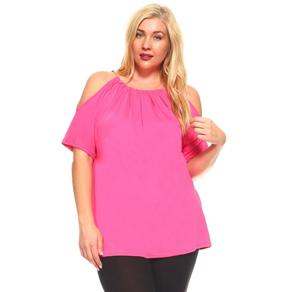 Exclusive - Exclusive Women's Plus Size Short Sleeved Top With Shoulder ...