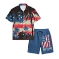 thumbnail image 6 of 4th of July Men's 2 Piece Shorts Set Summer Beach Outfits Short Sleeve Button Down Shirts and Shorts US 250 Years Anniversary Vacation Sets, 6 of 6