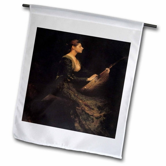 3dRose, Lady with a Lute by Thomas Wilmer Dewing, 12 x 18 inch Garden Flag