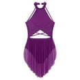 thumbnail image 4 of Alvivi Women Lyrical Dance Costume Contemporary Dancing Dress Flowy Tulle Skirt Leotard Purple L, 4 of 6