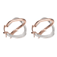 thumbnail image 2 of Yoursfs Silver Rose Two-Tone Textured Hoop Earrings for Women 14K Gold Plated Double Hoop Twisted Earrings Hypoallergenic Piercing Earring Fashion Jewelry, 2 of 6