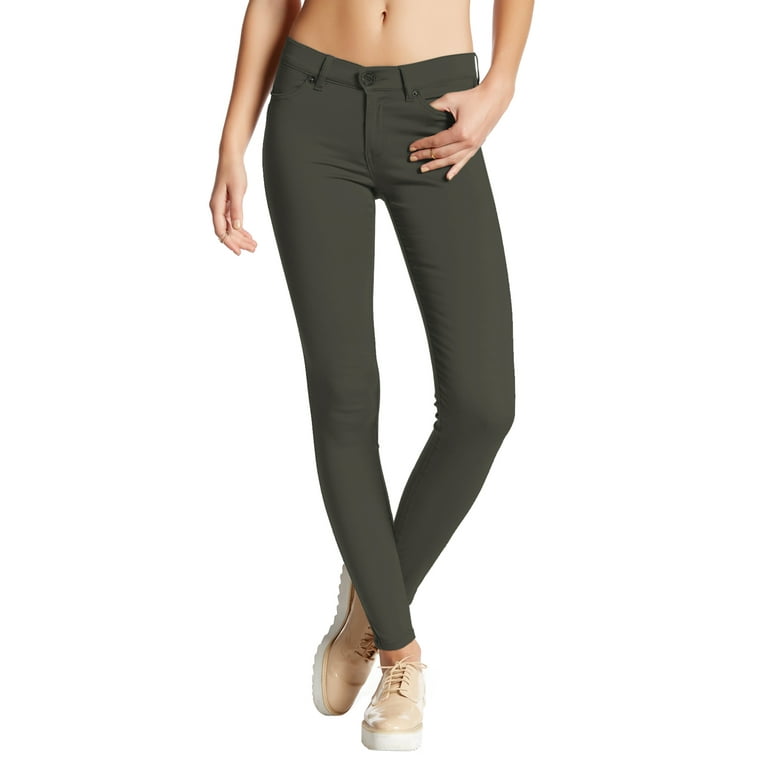 Olive green skinny pants womens 2025