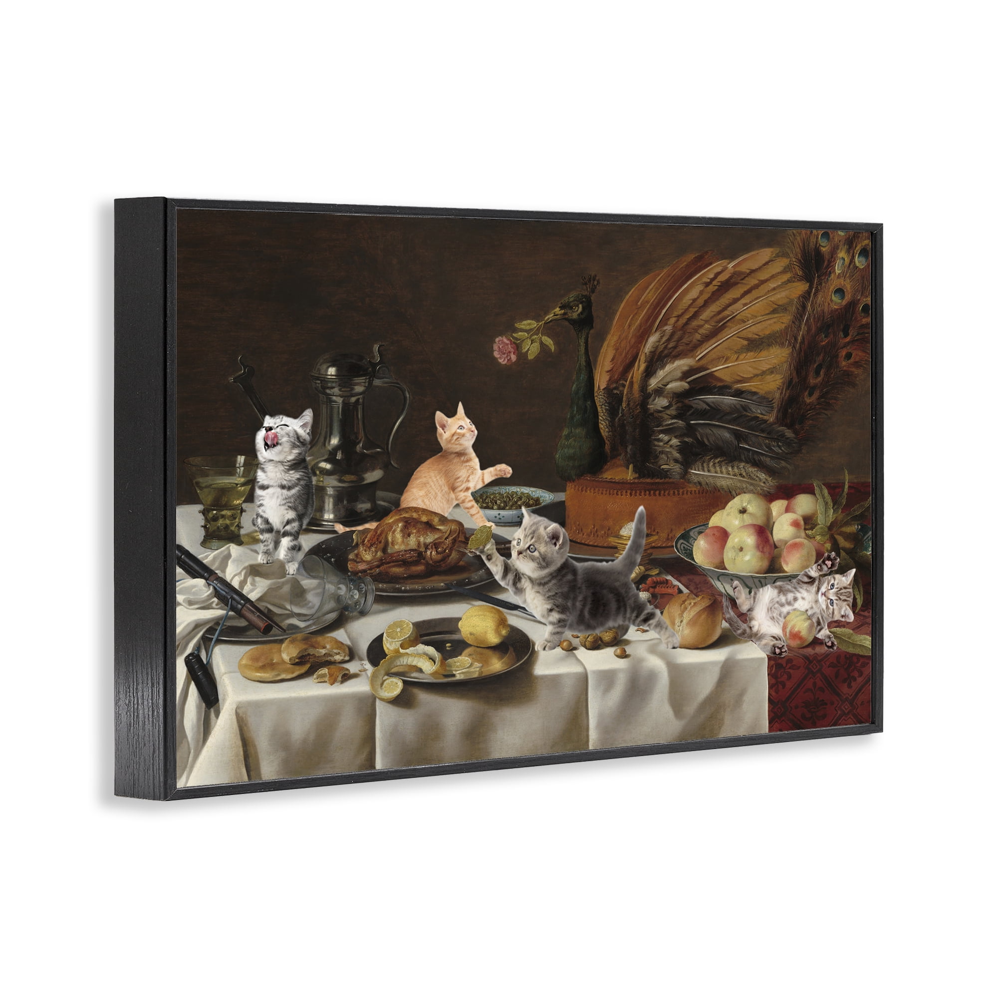 Kittens on Still Life Feast Black Framed Giclee Art, design by Masters Redux
