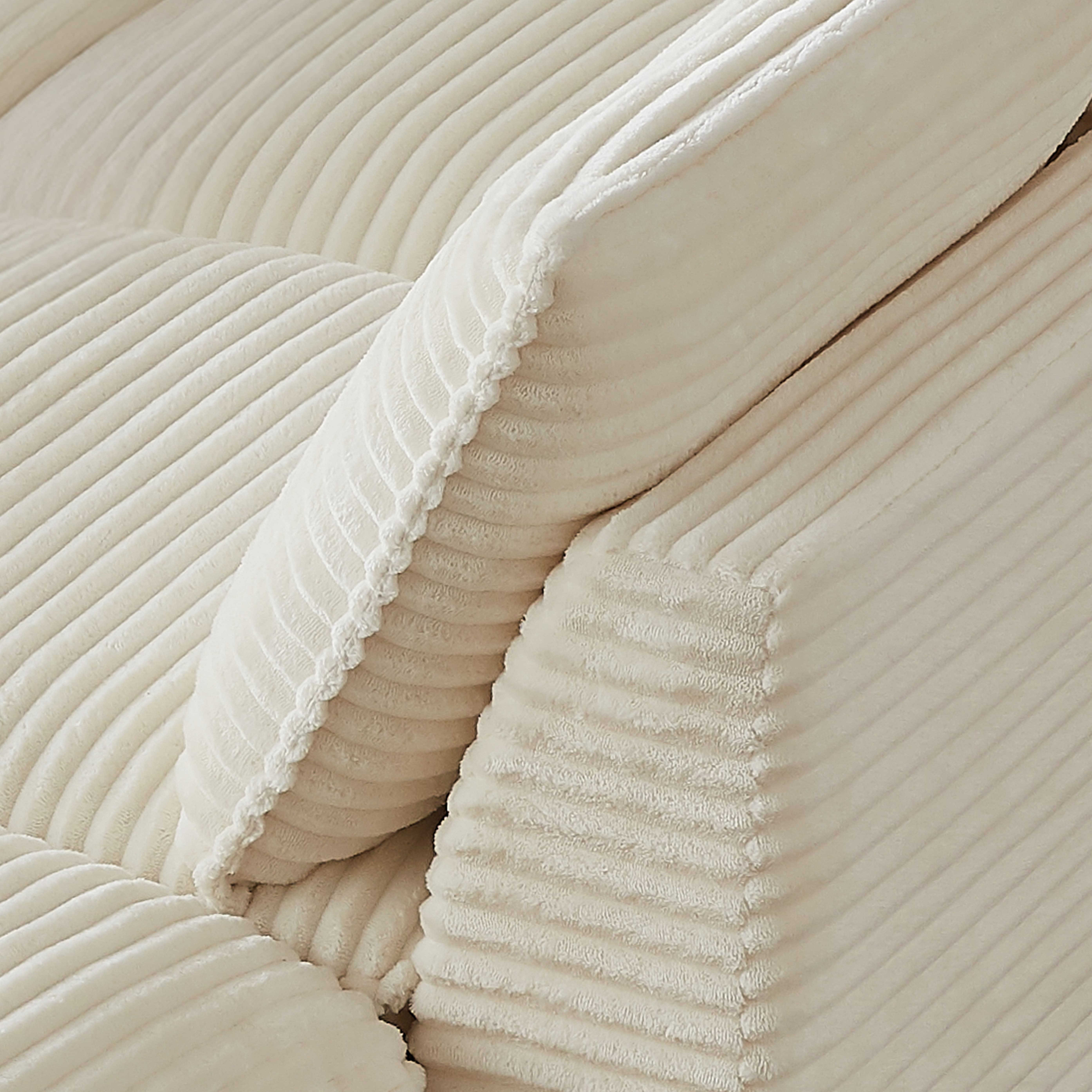 MAYEERTY Modern Modular Corduroy Sofa, White Cloud-Soft Sectional Couch for Apartment