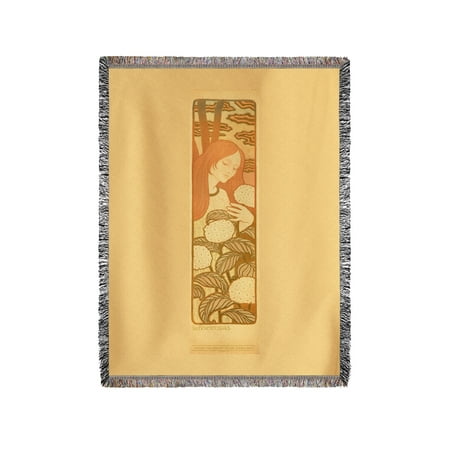 Les Paul 60 Les Hortensias Vintage Poster (artist: Paul Berthon) France c. 1899 (60x80 Woven Chenille Yarn Blanket) ()