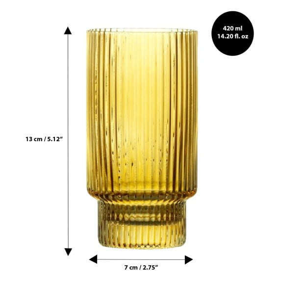Striped Highball Glass 14 oz / 420 ml (Set of 4