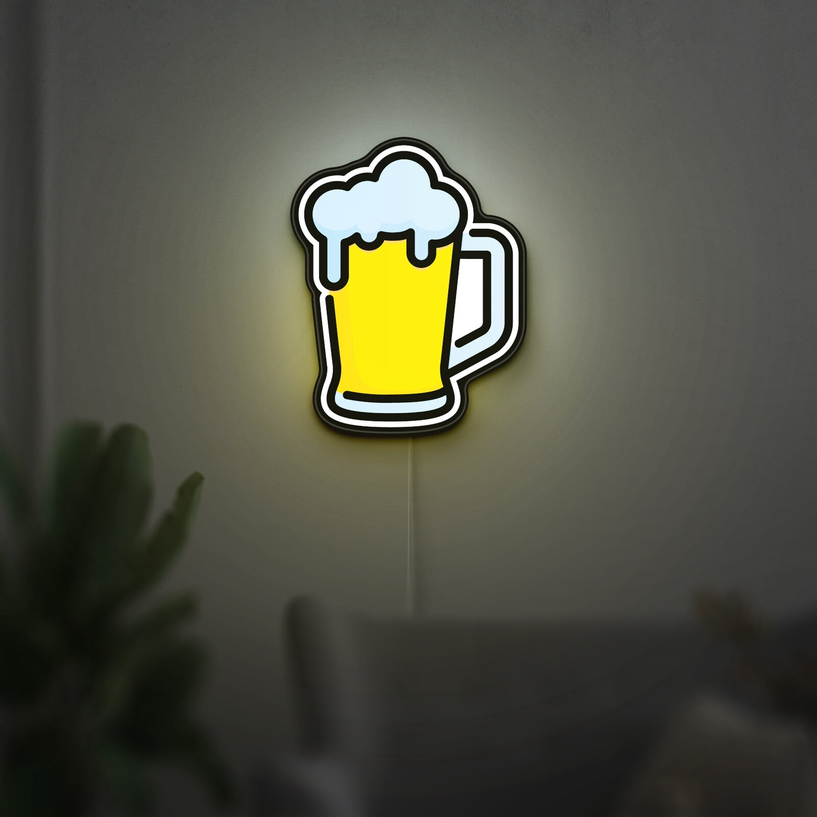 Beer Mug 3D Novelty Light Box for Bar Decor, Personalized Text Option, Alcohol Drink Lamp Featuring Glass Mug and Cold Beverage Design (Width 8 inch, 20cm)