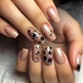 thumbnail image 1 of 24Pcs Press On Acrylic Nail Tips With Flower Design Brown Full Cover False Nails For Manicure, 1 of 10