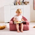 thumbnail image 3 of Ktaxon Kids Sofa, Rainbow Shaped Back Toddler Couch, No Assembly Boneless Children Chairs for Indoor Home Rest Corner Teddy Velvet Red, 3 of 10