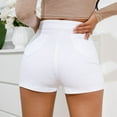 thumbnail image 5 of Special Offer! Beshee Jean Shorts for Women Pocket Button High Waist Shorts High Waist Elastic European and American Sexy Ripped Jeans Denim Shorts Womens Shorts White XS, 5 of 8