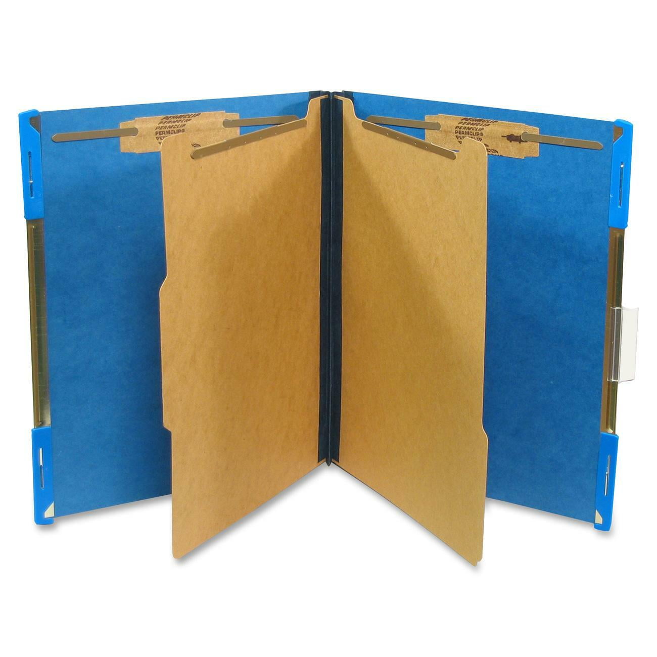 SJ Paper Pressboard Classification Folios 6 fasteners Top Tab Letter Blue 