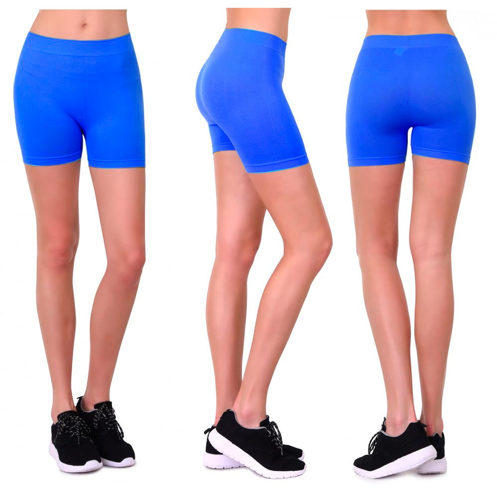 Women Seamless Spandex Shorts Bacis Plain Solid Tight Athletics Pants Trousers 