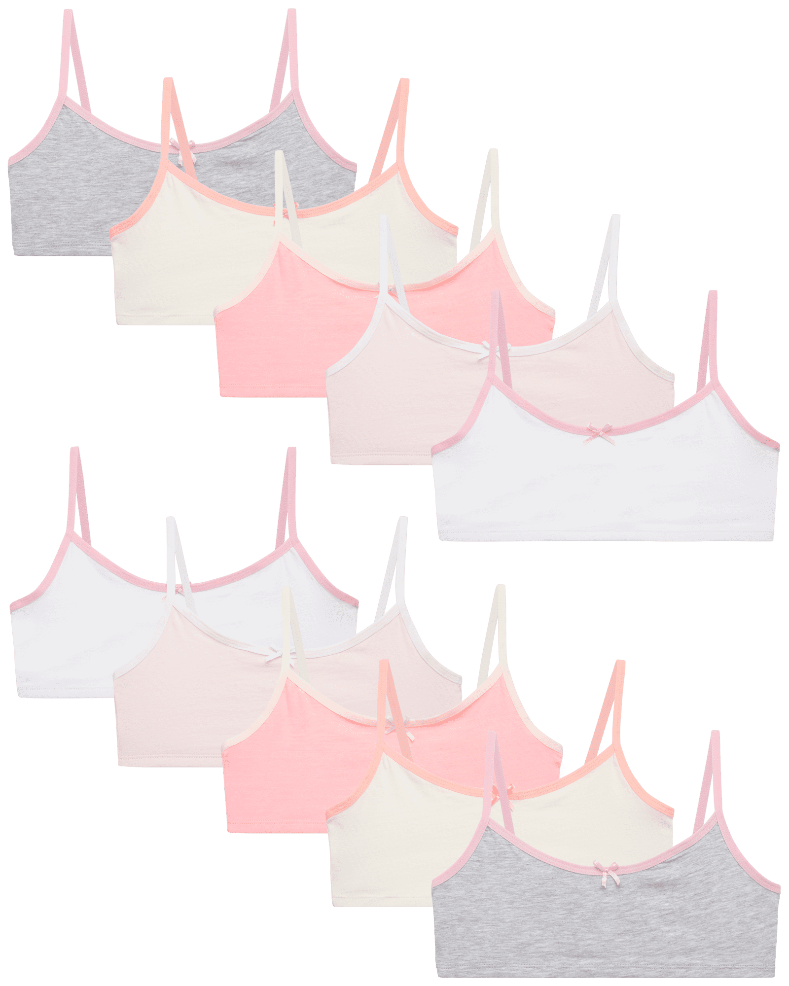 Sweet & Sassy Girls Cotton Spandex Cami Crop Training Bra (10 Pack)