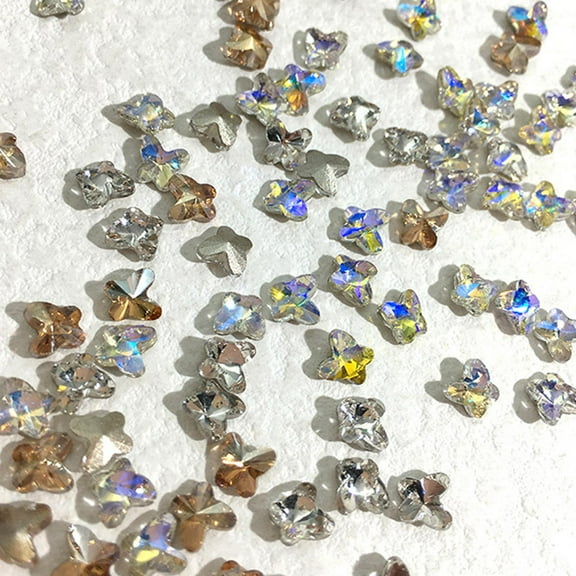dianhelloya 50Pcs Nail Artificial Crystal Exquisite DIY Lightweight Butterfly Shaped Nail Art Accessories 10