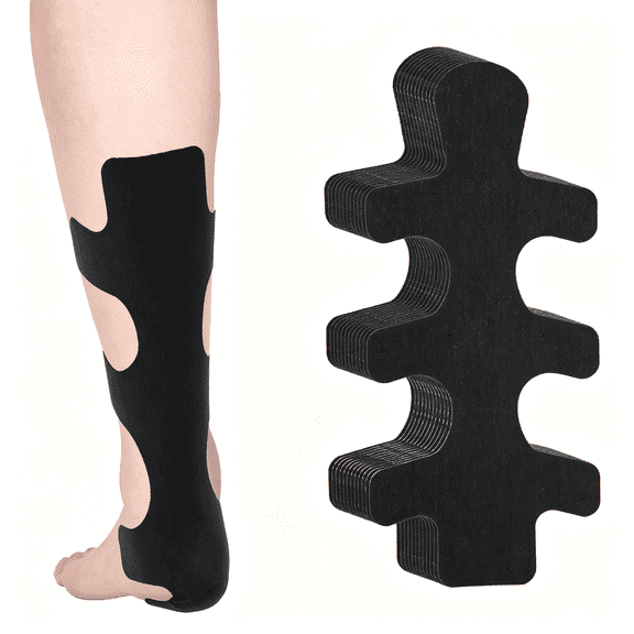 XIRQI 12Pcs Precut Kinesiology Tape for Achilles Tendon,Waterproof&Breathable Athletic Heel Tape,Enhance Elastic Sports Patch Strips,Provides Stability and Muscle Support
